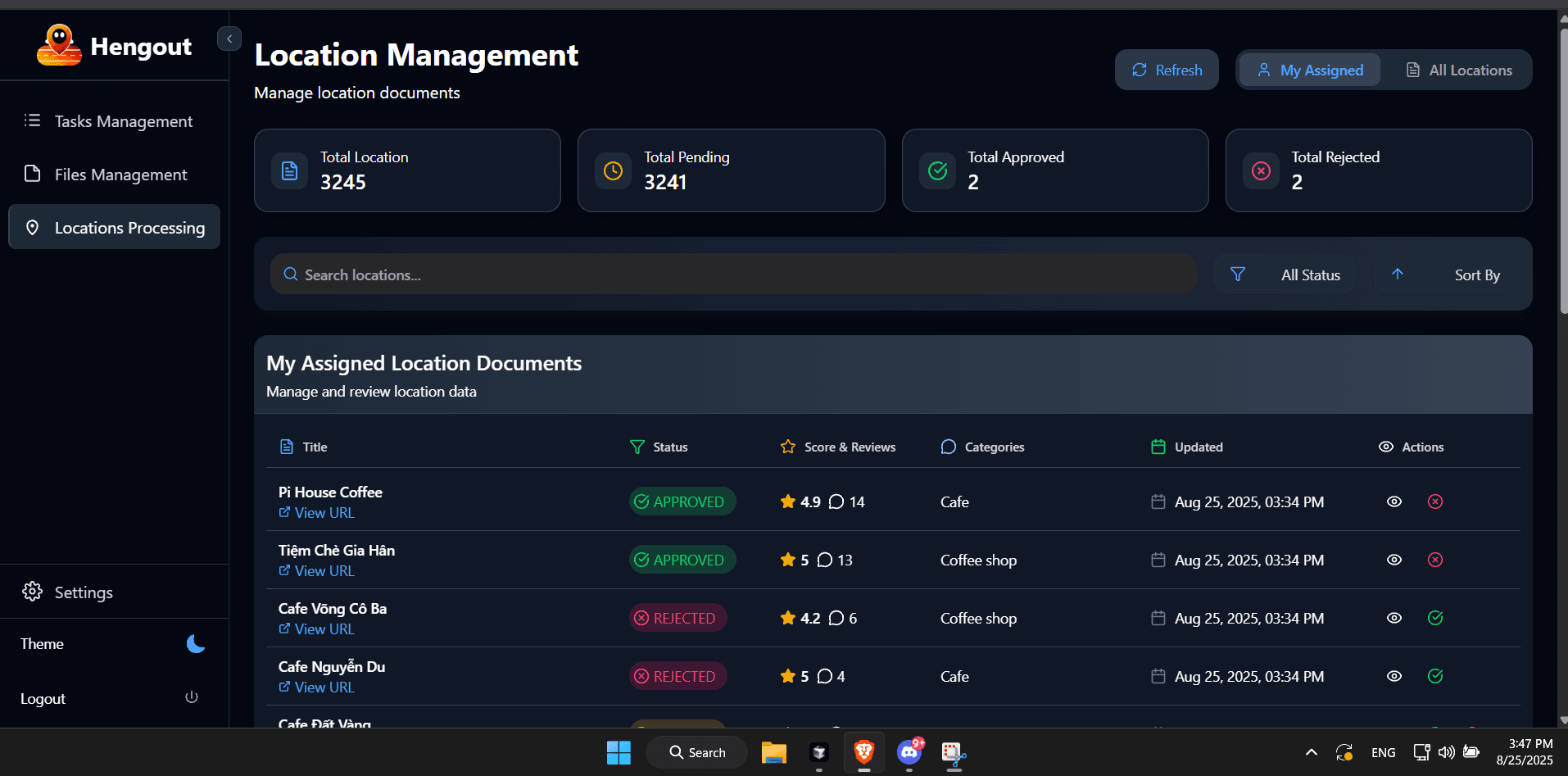 Hengout Admin Dashboard